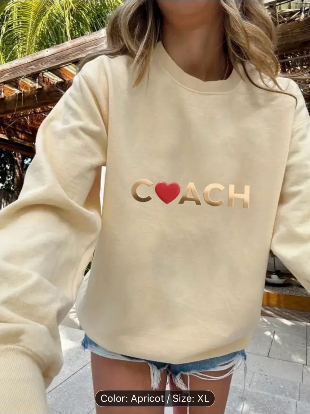 Woman’s Casual Heart Letter Print Crewneck Sweatshirt